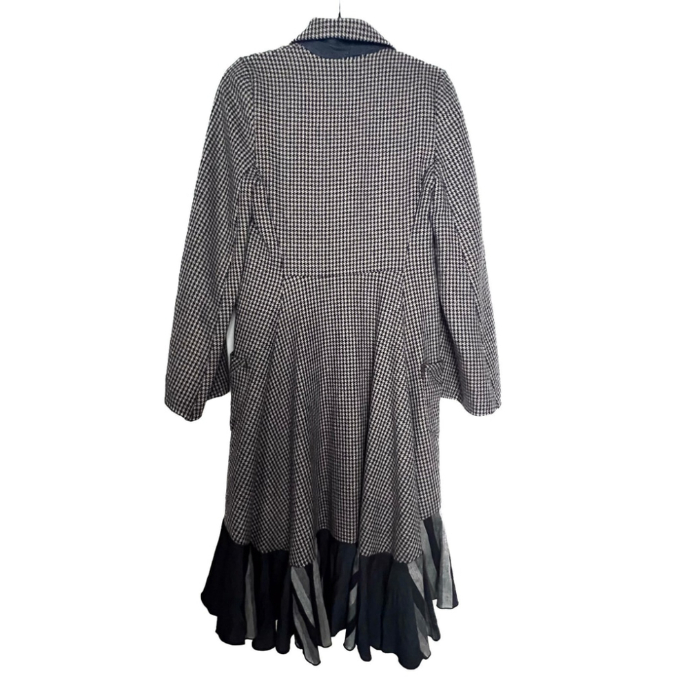 Avante Garde Designer Houndstooth Asymmetric Ruffle Hem Coat Lagenlook Gothic - Picture 3 of 14